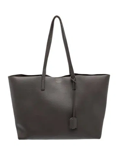 Pre-owned Saint Laurent Leather E/w Shopping Tote In Gray