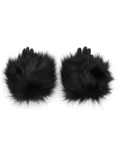 Saint Laurent Handschuhe Aus Faux Fur In Schwarz