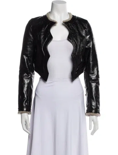 Pre-owned Saint Laurent Leather Faux Fur Jacket In Black
