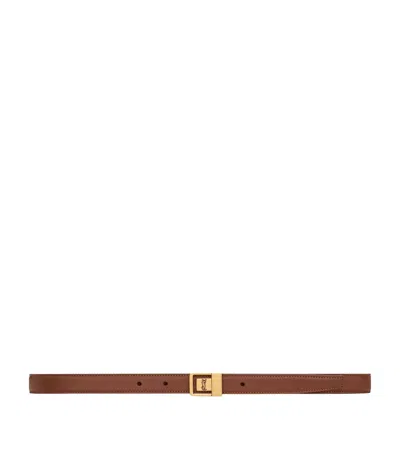 Saint Laurent Leather Fine Ceinture Boucle Belt In Beige
