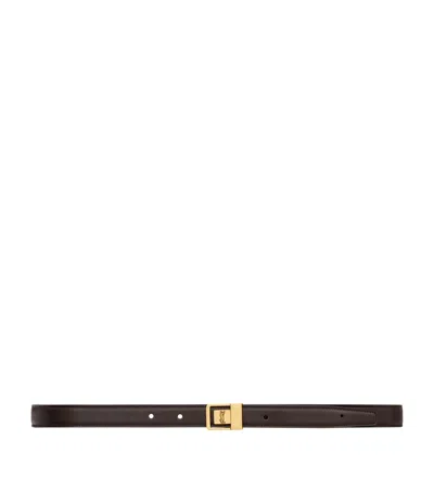 Saint Laurent Leather Fine Ceinture Boucle La 66 Belt In Brown