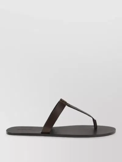 Saint Laurent Leather Flat Sandals In Black