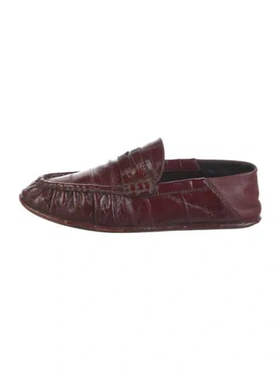 Pre-owned Saint Laurent Leather Flats In Burgundy