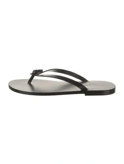 Pre-owned Saint Laurent Leather Flip Flops In Black