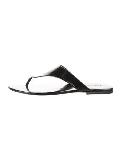 Pre-owned Saint Laurent Leather Flip Flops In Black