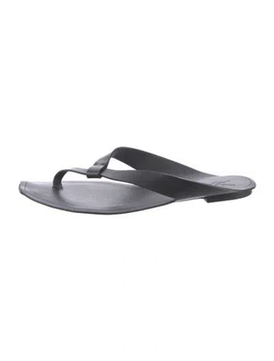 Pre-owned Saint Laurent Leather Flip Flops In Black