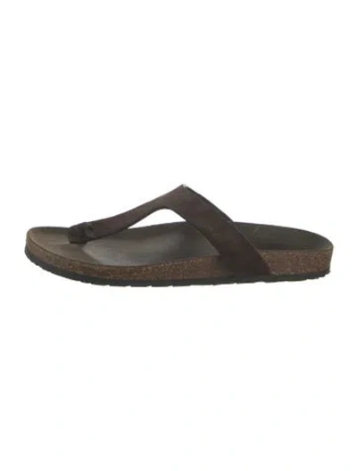 Pre-owned Saint Laurent Leather Flip Flops In Brown