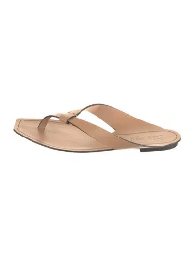 Pre-owned Saint Laurent Leather Flip Flops In Neutrals