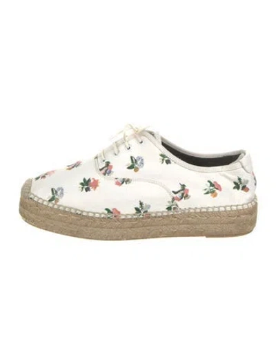 Pre-owned Saint Laurent Leather Floral Print Espadrilles In White