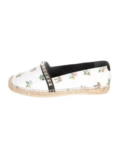 Pre-owned Saint Laurent Leather Floral Print Espadrilles In White