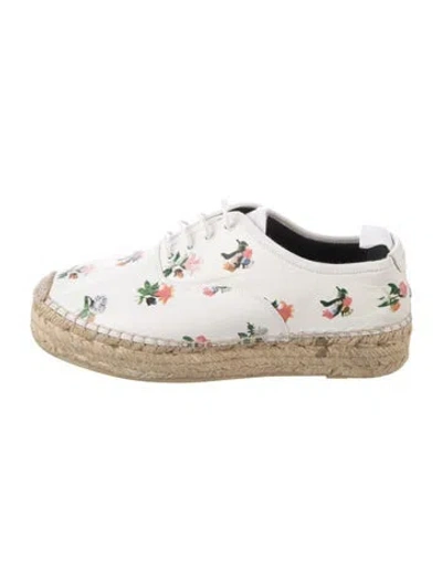 Pre-owned Saint Laurent Leather Floral Print Espadrilles In White