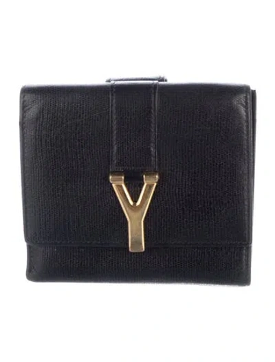 Pre-owned Saint Laurent Leather French Purse In Black