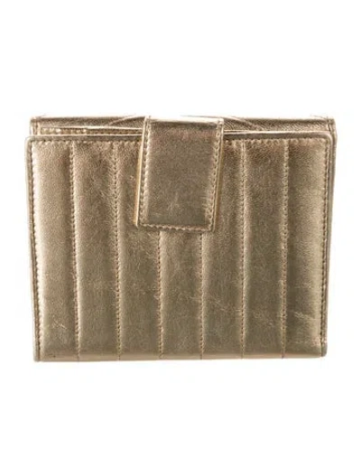 Pre-owned Saint Laurent Leather French Purse In Gold/metallic