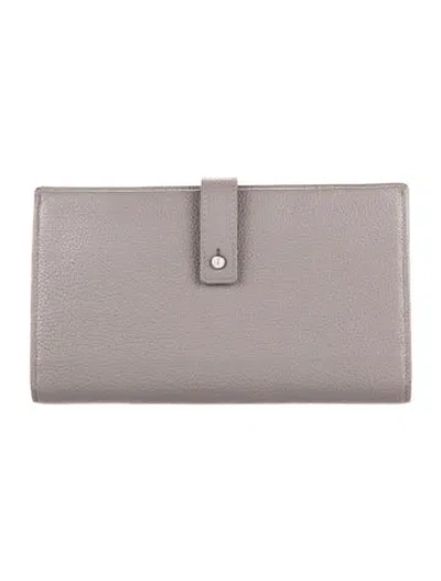 Pre-owned Saint Laurent Leather French Purse In Gray