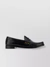 Saint Laurent Leather Fringed Loafers With Metal Studs In Black