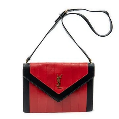 Pre-owned Saint Laurent Leather Gaby Envelope Satchel In Red