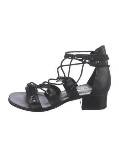 Pre-owned Saint Laurent Leather Gladiator Sandals In Black