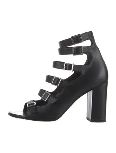 Pre-owned Saint Laurent Leather Gladiator Sandals In Black