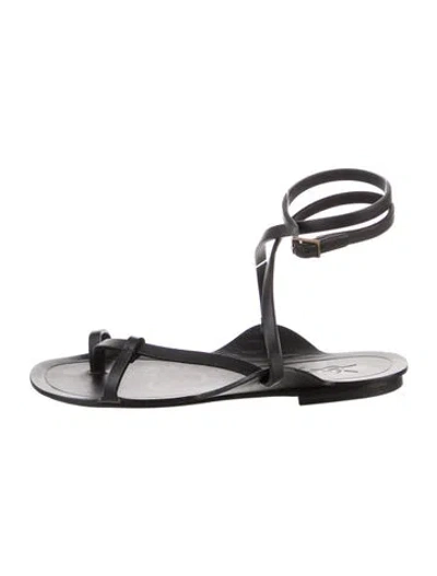 Pre-owned Saint Laurent Leather Gladiator Sandals In Black
