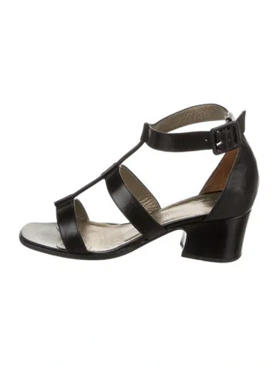 Pre-owned Saint Laurent Leather Gladiator Sandals In Black