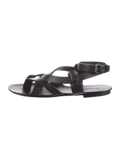 Pre-owned Saint Laurent Leather Gladiator Sandals In Black