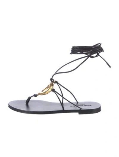 Pre-owned Saint Laurent Leather Gladiator Sandals In Black