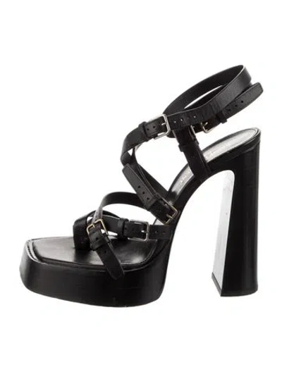 Pre-owned Saint Laurent Leather Gladiator Sandals In Black