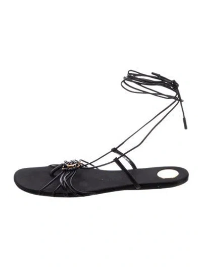 Pre-owned Saint Laurent Leather Gladiator Sandals In Black