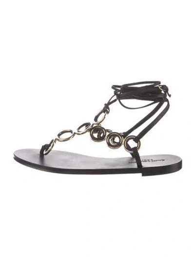 Pre-owned Saint Laurent Leather Gladiator Sandals In Black