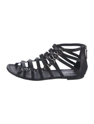 Pre-owned Saint Laurent Leather Gladiator Sandals In Black