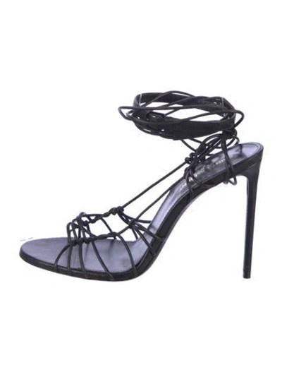 Pre-owned Saint Laurent Leather Gladiator Sandals In Blue