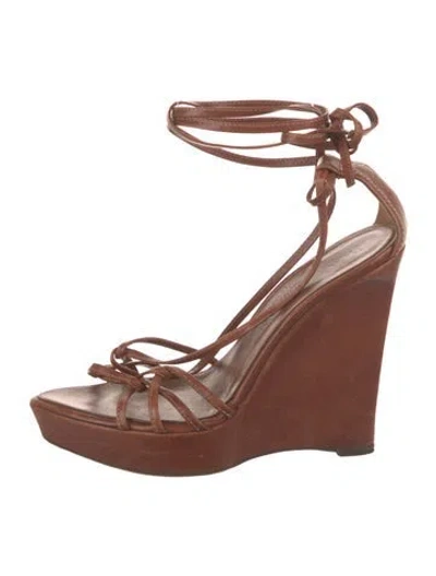 Pre-owned Saint Laurent Leather Gladiator Sandals In Brown