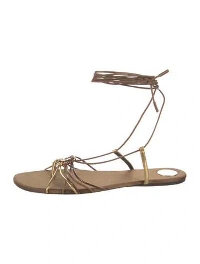 Pre-owned Saint Laurent Leather Gladiator Sandals In Brown