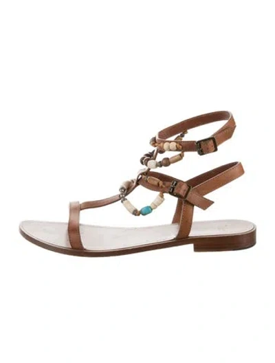 Pre-owned Saint Laurent Leather Gladiator Sandals In Brown