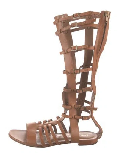 Pre-owned Saint Laurent Leather Gladiator Sandals In Brown