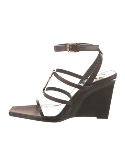 Pre-owned Saint Laurent Leather Gladiator Sandals In Brown