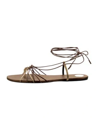 Pre-owned Saint Laurent Leather Gladiator Sandals In Brown