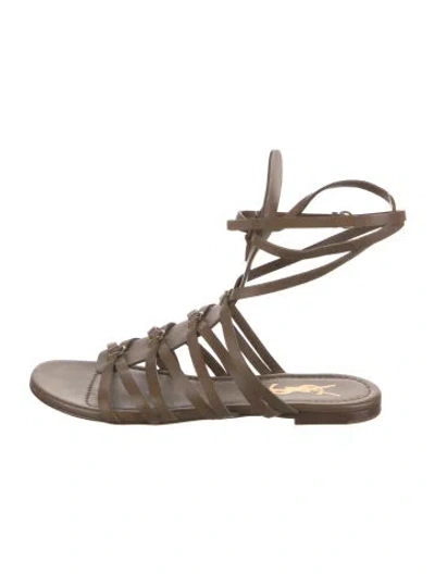 Pre-owned Saint Laurent Leather Gladiator Sandals In Neutral