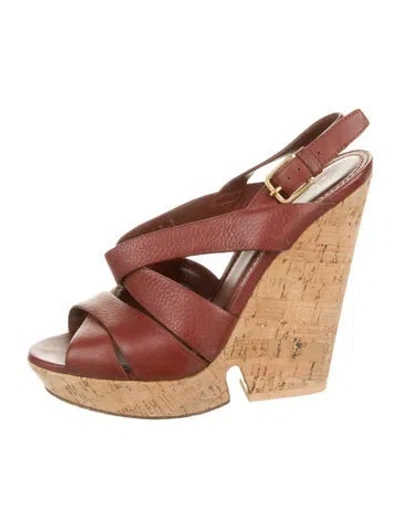 Pre-owned Saint Laurent Leather Gladiator Sandals In Red