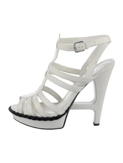 Pre-owned Saint Laurent Leather Gladiator Sandals In White