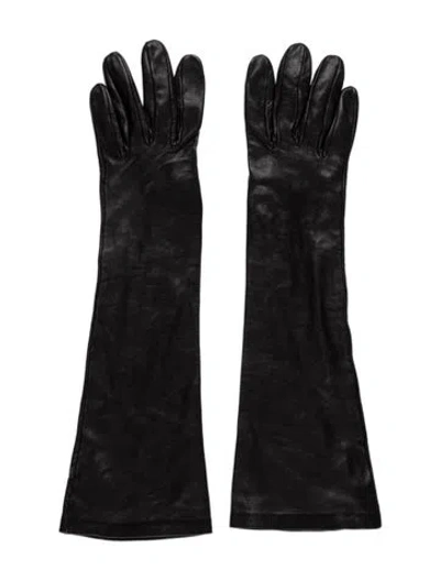 Pre-owned Saint Laurent Leather Gloves In Black