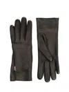 Saint Laurent Elegant Leather Cassandre Gloves For Women In Gray