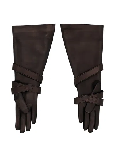 Saint Laurent Leather Gloves In Black