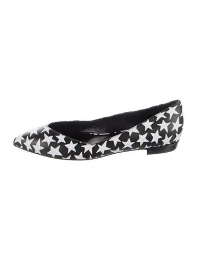 Pre-owned Saint Laurent Leather Graphic Print Ballet Flats In Black/white