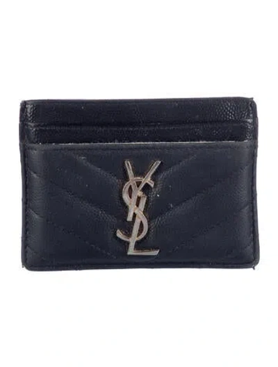 Pre-owned Saint Laurent Leather Graphic Print Card Holder In Black