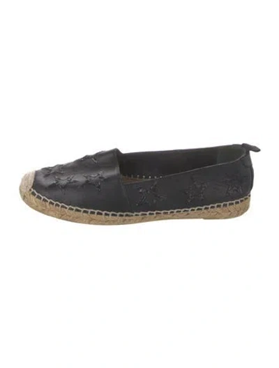 Pre-owned Saint Laurent Leather Graphic Print Espadrilles In Black