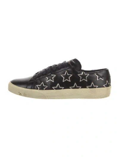 Pre-owned Saint Laurent Leather Graphic Print Sneakers In Black