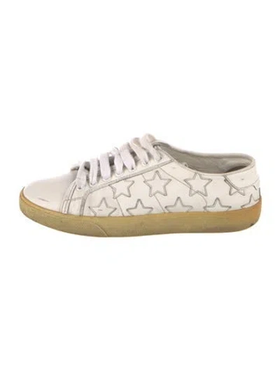 Pre-owned Saint Laurent Leather Graphic Print Sneakers In White