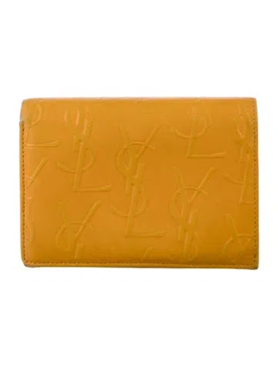 Pre-owned Saint Laurent Leather Graphic Print Wallet In Orange