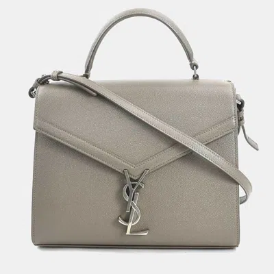 Pre-owned Saint Laurent Leather Grey Silver Shoulder Bag